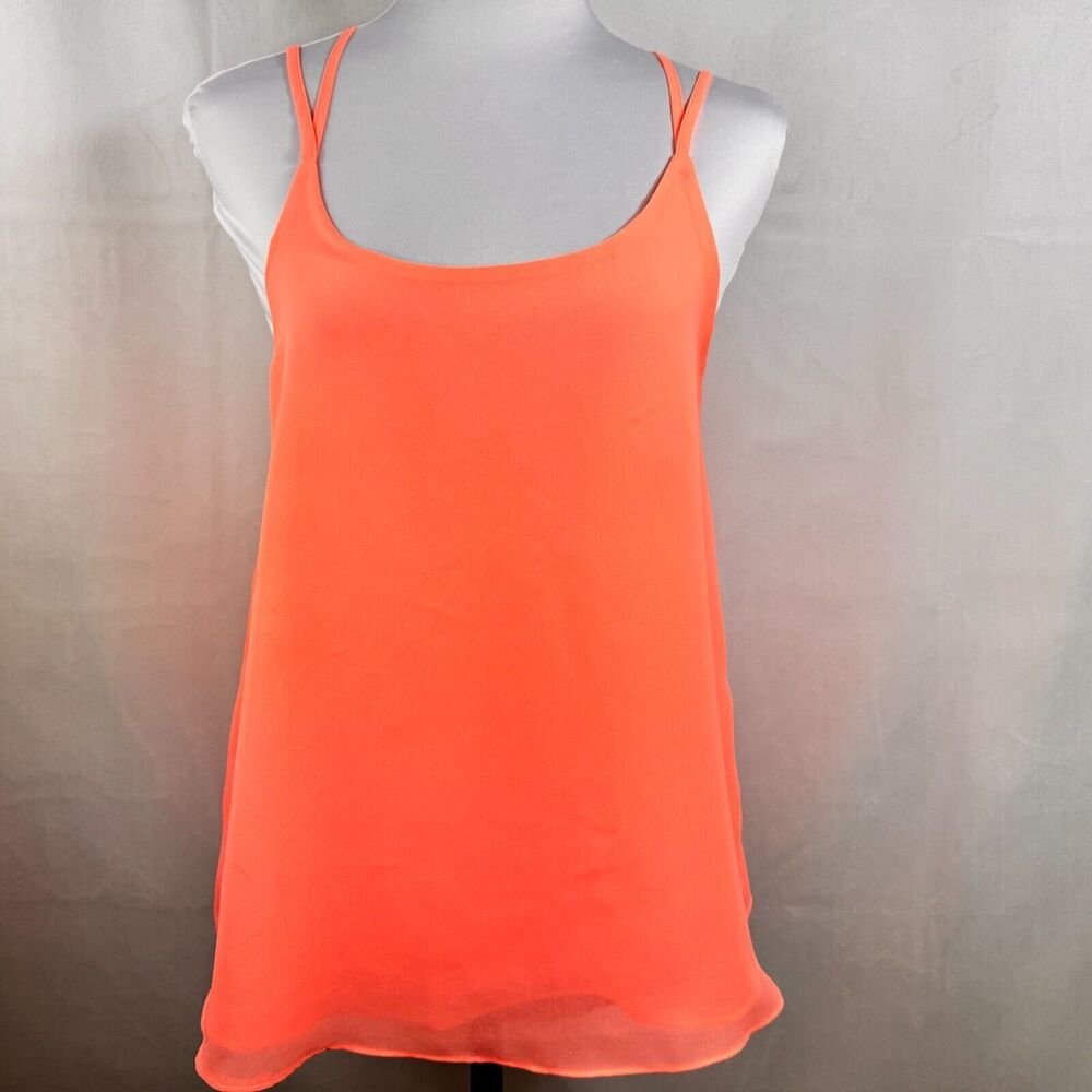 Mine Ladies Tank Top Sz M Sheer Orange Spaghetti Straps